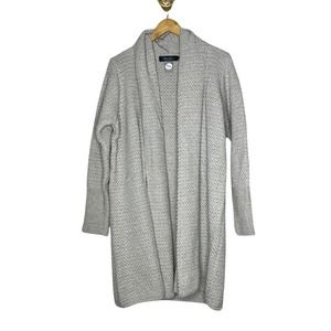 ISLANDER Merino Wool Open Front Duster Cardigan Silver Marl L